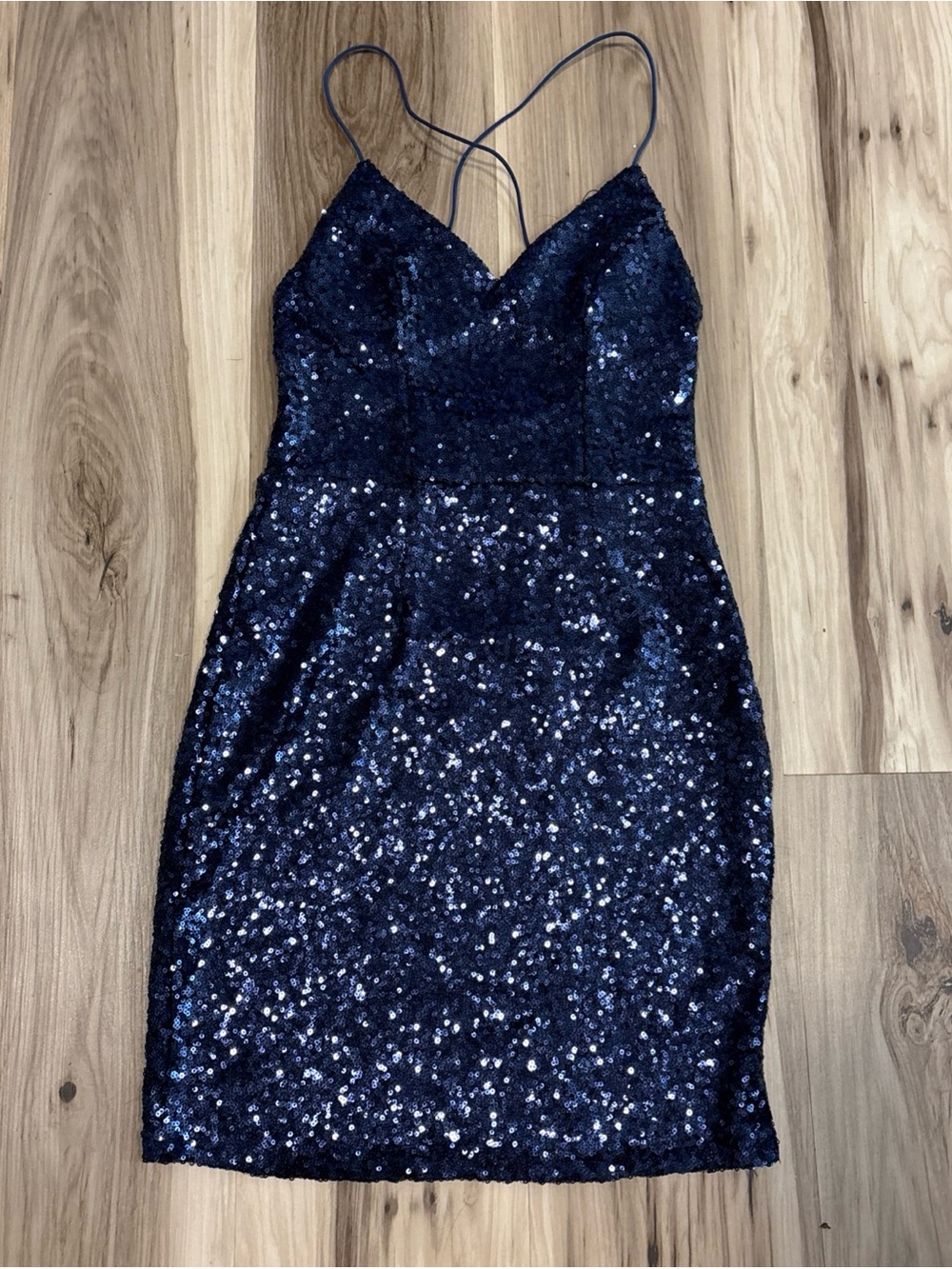 Hello Molly Size 4 Sleeveless Sequin Mini Dress Navy Blue Party Cocktail